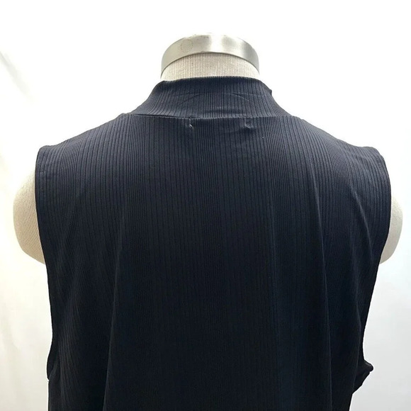 NWT INTEMPO Women Sleeveless Pullover Mock Neck Ribbed Keyhole Black Shirt Sz 2X - Picture 10 of 15